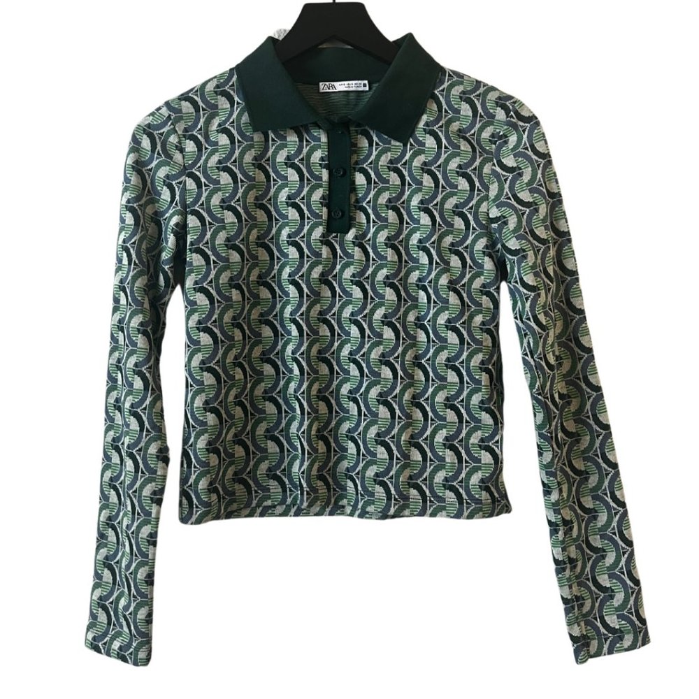 Zara Jacquard Polo Shirt SIZE Small